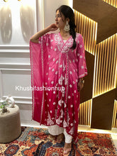Load image into Gallery viewer, Chikankari Viscose Crepe Pink Kaftan
