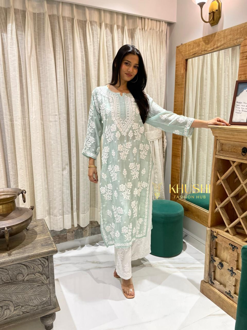Chikankari Muslin Kurti