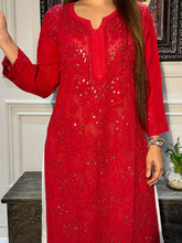 Load image into Gallery viewer, Chikankari Viscose Badla Kurti
