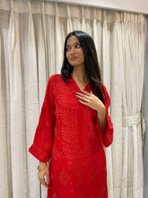 Load image into Gallery viewer, Chikankari Silk Crepe Kurti
