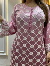 Load image into Gallery viewer, Chikankari Modal Satin Pallazo Set
