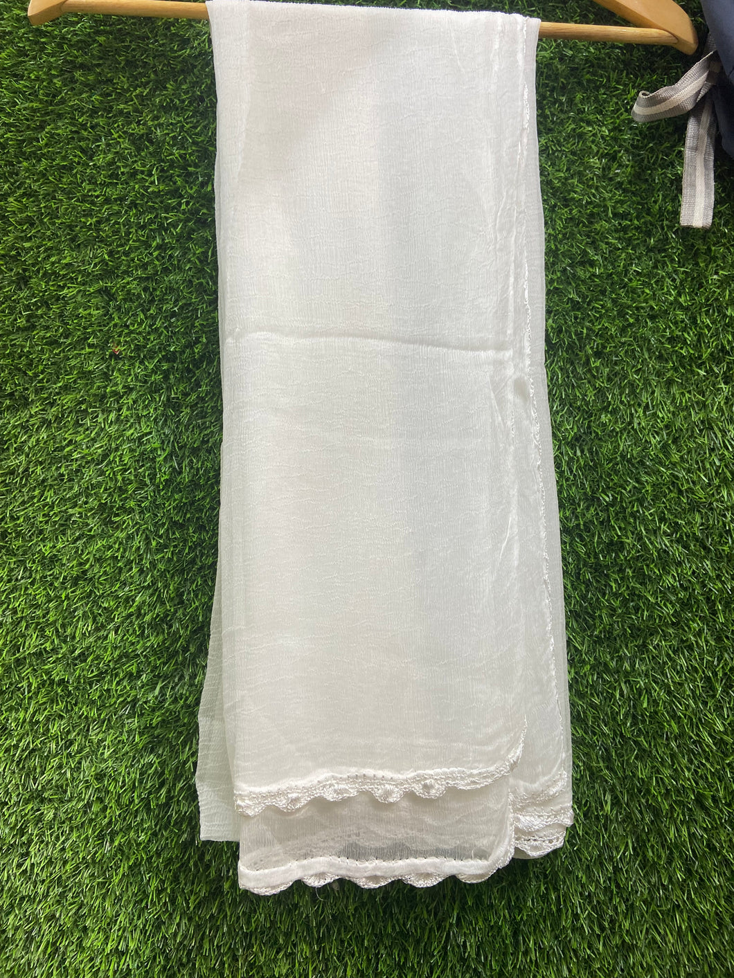 Chikankari White Dupatta