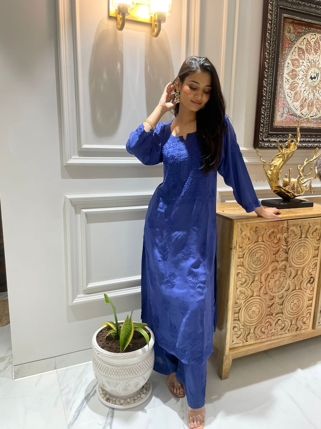 Chikankari Modal Pallazo Set