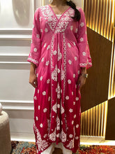 Load image into Gallery viewer, Chikankari Viscose Crepe Pink Kaftan
