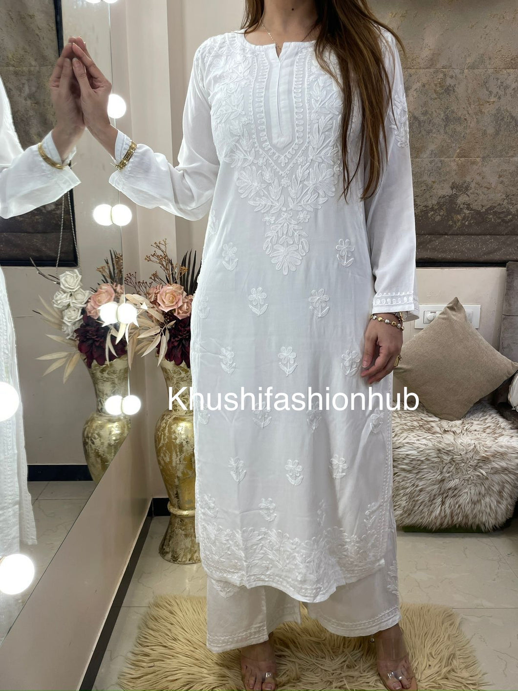 White Pallazo Set
