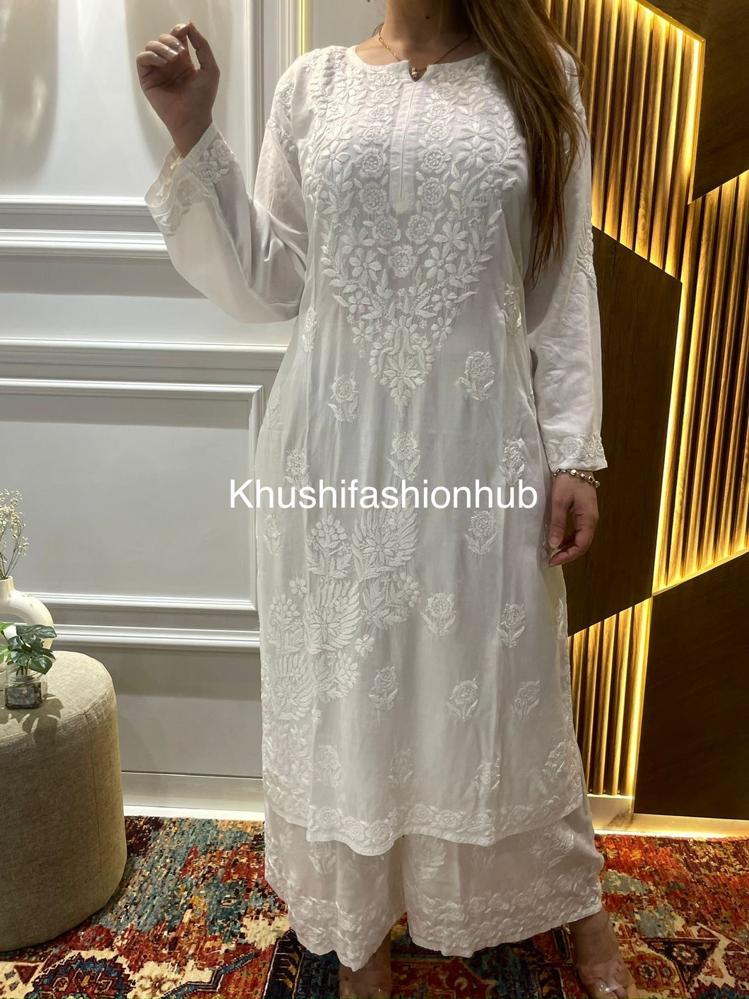 Chikankari Modal White Set
