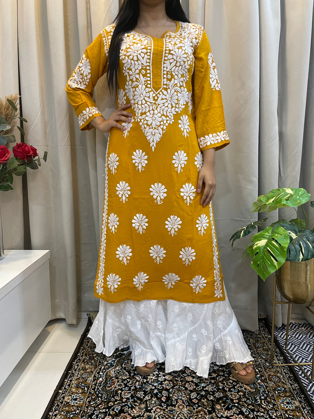 Chikankari Yellow Kurta