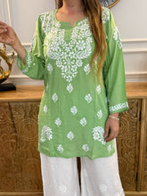 Load image into Gallery viewer, Chikankari Ryon Short Kurti
