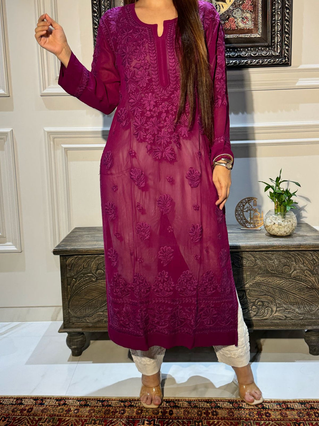 Chikankari Viscose Georgette Kurti