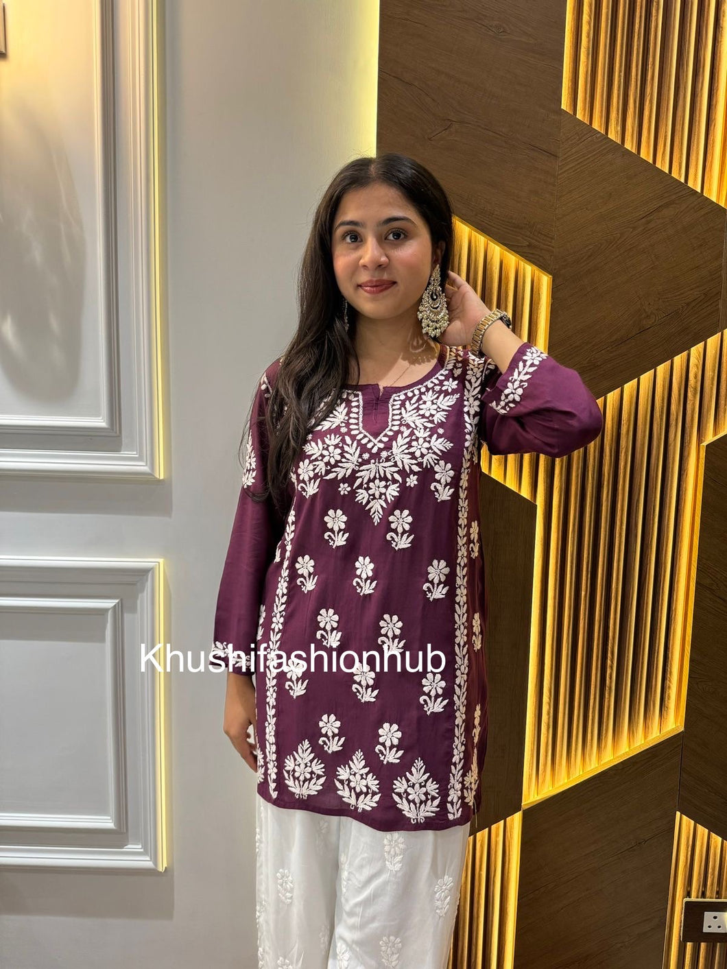Chikankari Modal Short Kurti