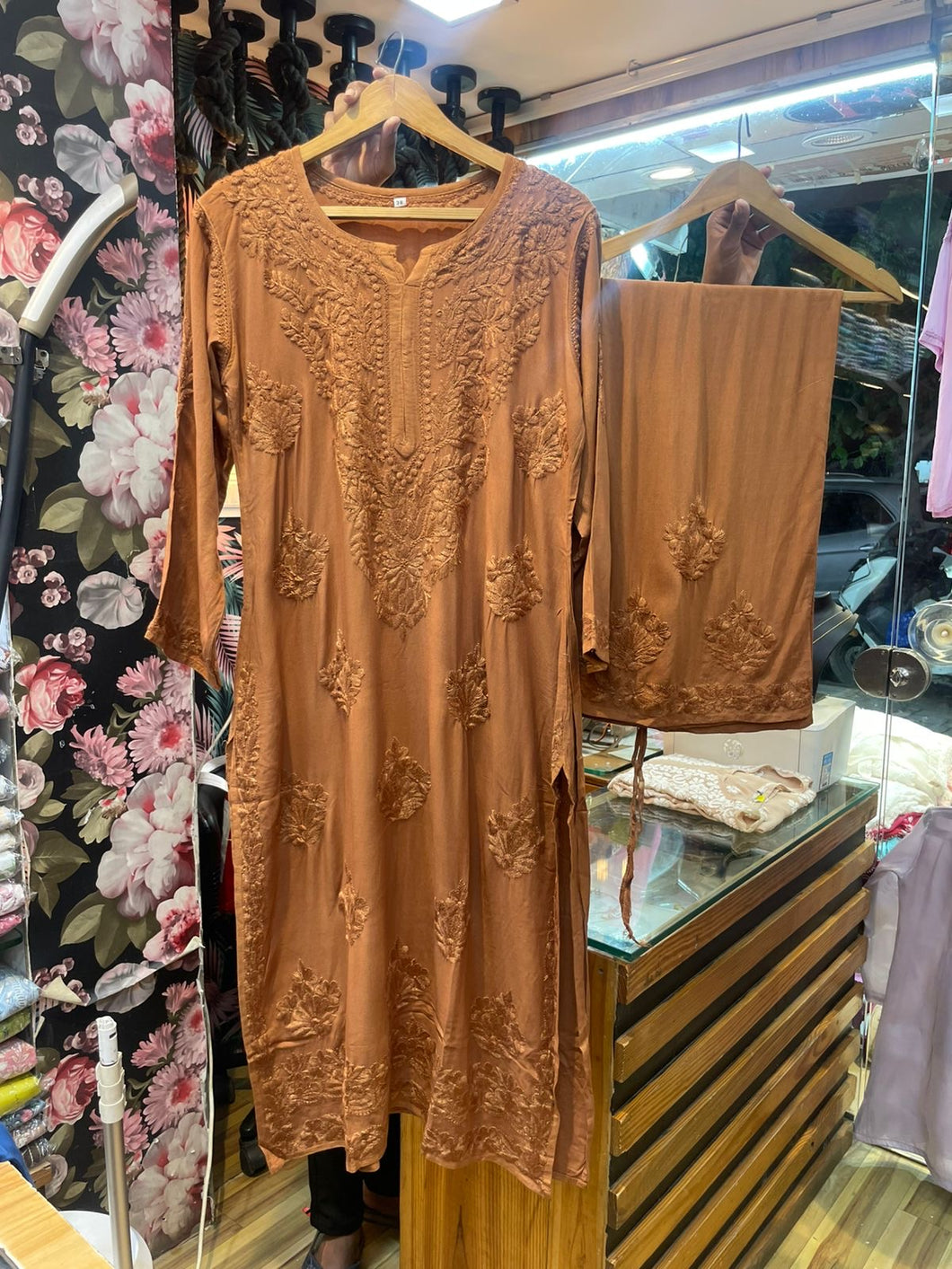 Chikankari Ryon Pallazo Set