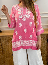 Load image into Gallery viewer, Chikankari Crepe Short Kurti
