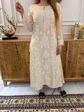 Load image into Gallery viewer, Chikankari Crepe Silk A line Kurta
