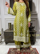 Load image into Gallery viewer, Chikankari Modal Satin Pallazo Set
