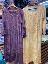 Load image into Gallery viewer, Chikankari Crepe Silk Mukaish Kurta

