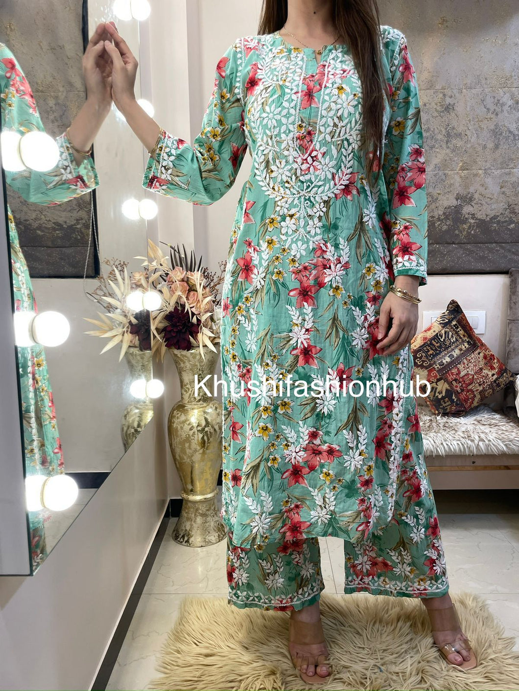 Sea Green Pallazo Set