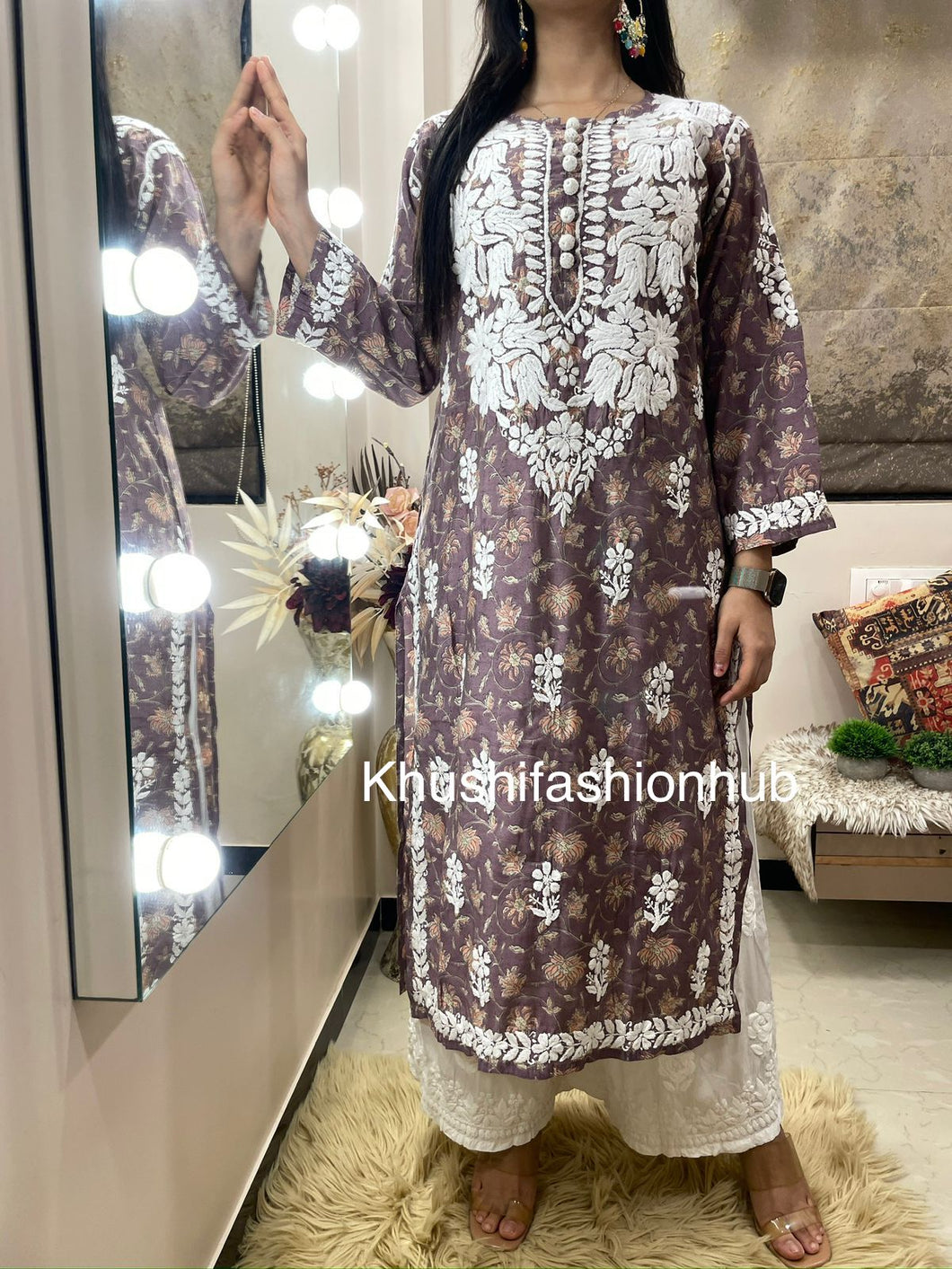 Brown Printed Kurti