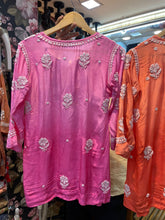 Load image into Gallery viewer, Chikankari Crepe Silk Short Kurti
