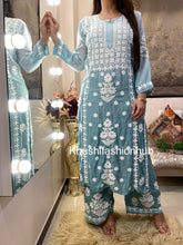 Load image into Gallery viewer, Sea Blue Pallazo Set
