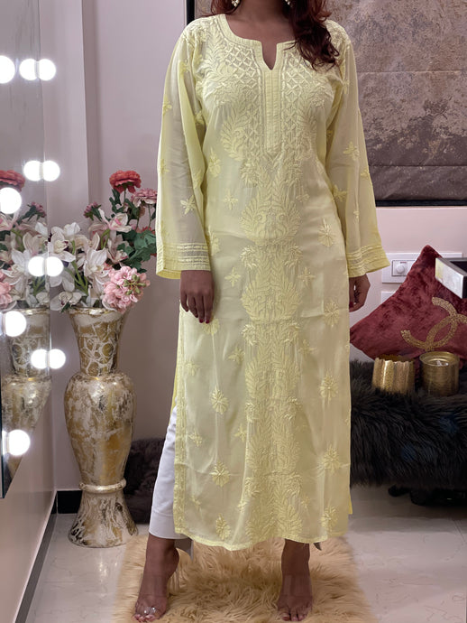Haseen Pastel Yellow Kurti Online - Khushi Fashion Hub