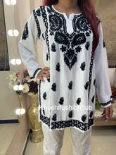 Load image into Gallery viewer, White&amp;Black Short Kurti

