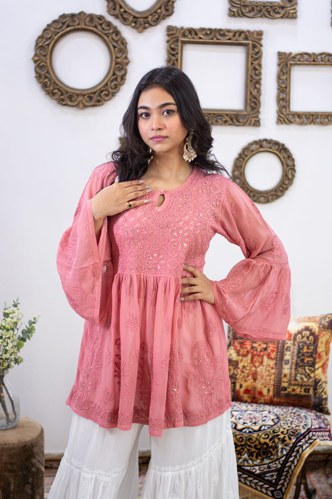 Nude Pink Badla Kurti