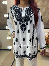 Load image into Gallery viewer, White&amp;Black Short Kurti
