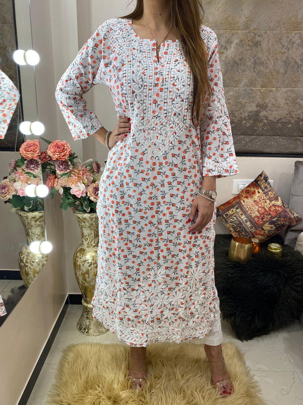 White Printed Kurti