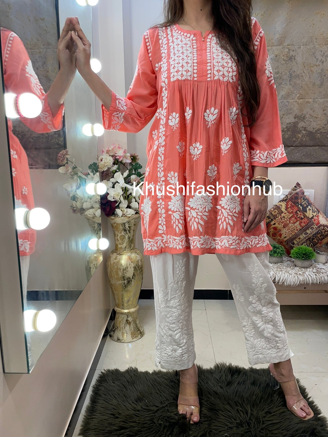 Peach Red Short Kurti