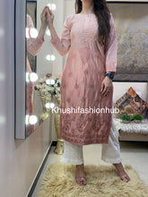Load image into Gallery viewer, Chanderi Pinkish Brown Kurti

