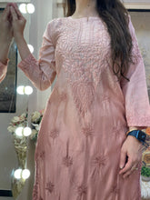 Load image into Gallery viewer, Chanderi Pinkish Brown Kurti
