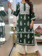 Load image into Gallery viewer, Bottle Green Kurti
