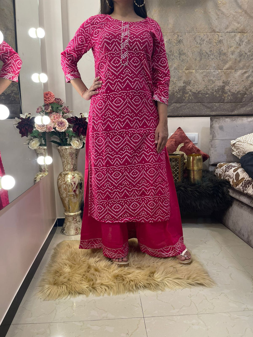 Pink Printed Suit Set - Kushi Fashion Hub