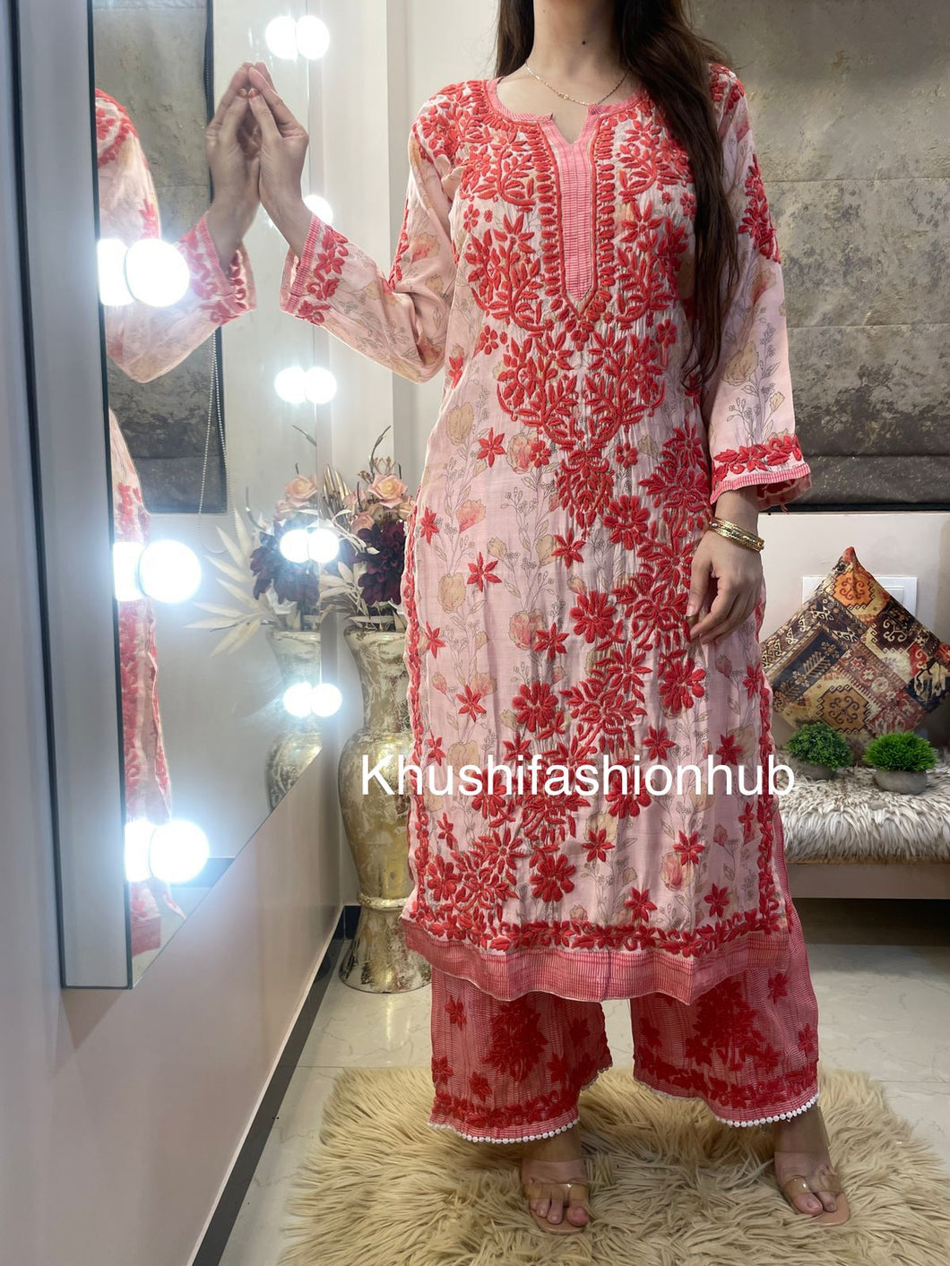 Red Pallazo Set