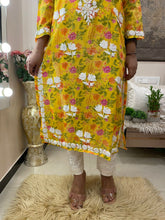 Load image into Gallery viewer, Yellow Printed kurti
