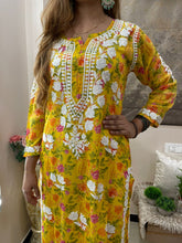 Load image into Gallery viewer, Yellow Printed kurti
