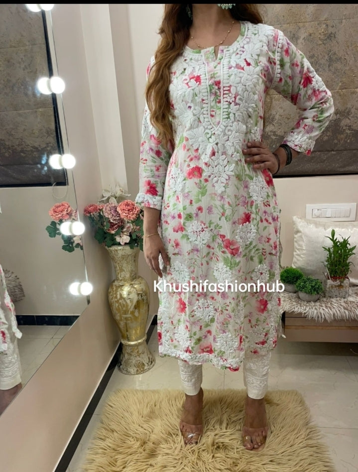 Red printed kurti