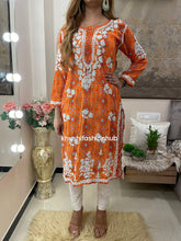 Load image into Gallery viewer, Orange Printed kurti
