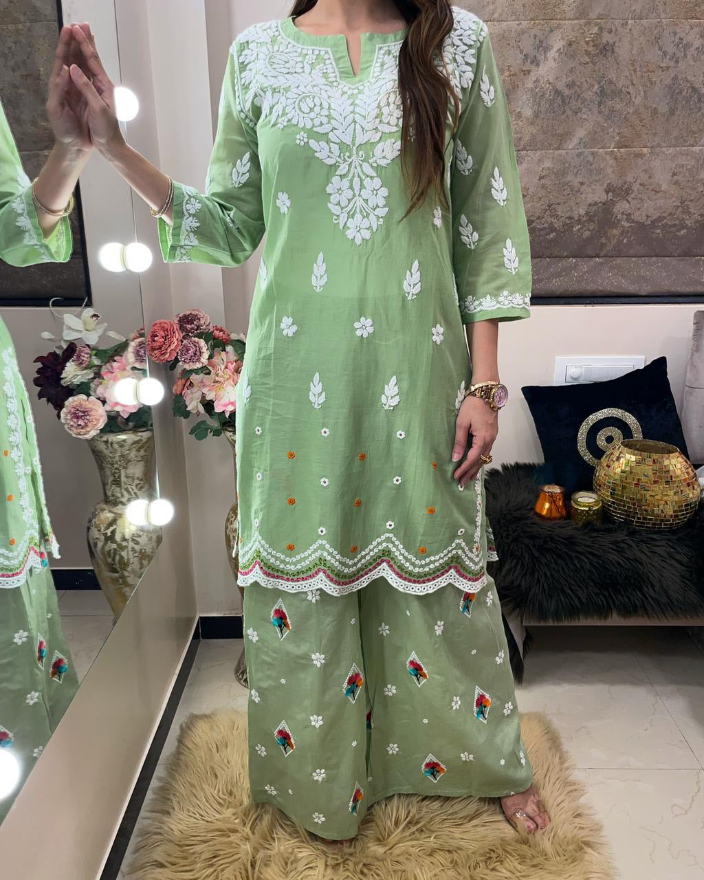 Mint Green Koton Palazzo Set