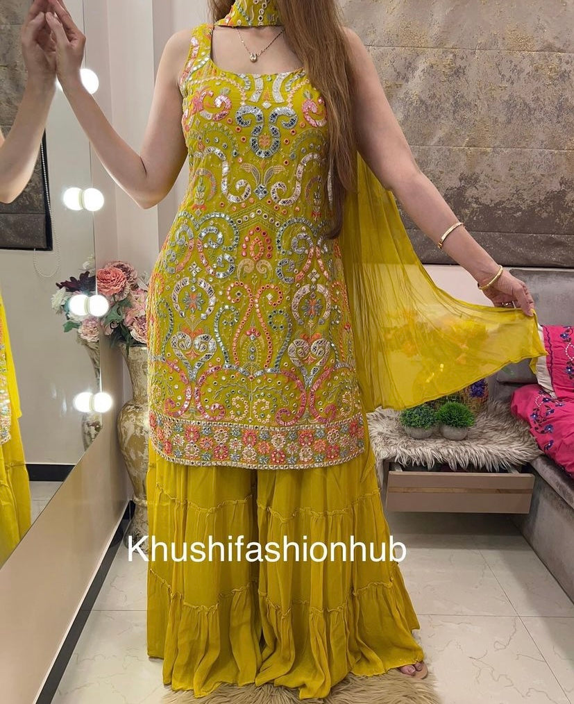 Yellow Gharara Dress